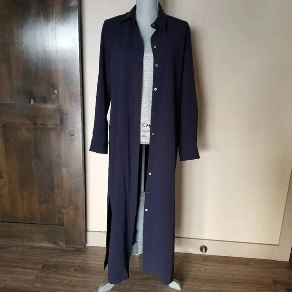 Theory Cady Midi Shirt Dress Navy M - Picture 3 of 11